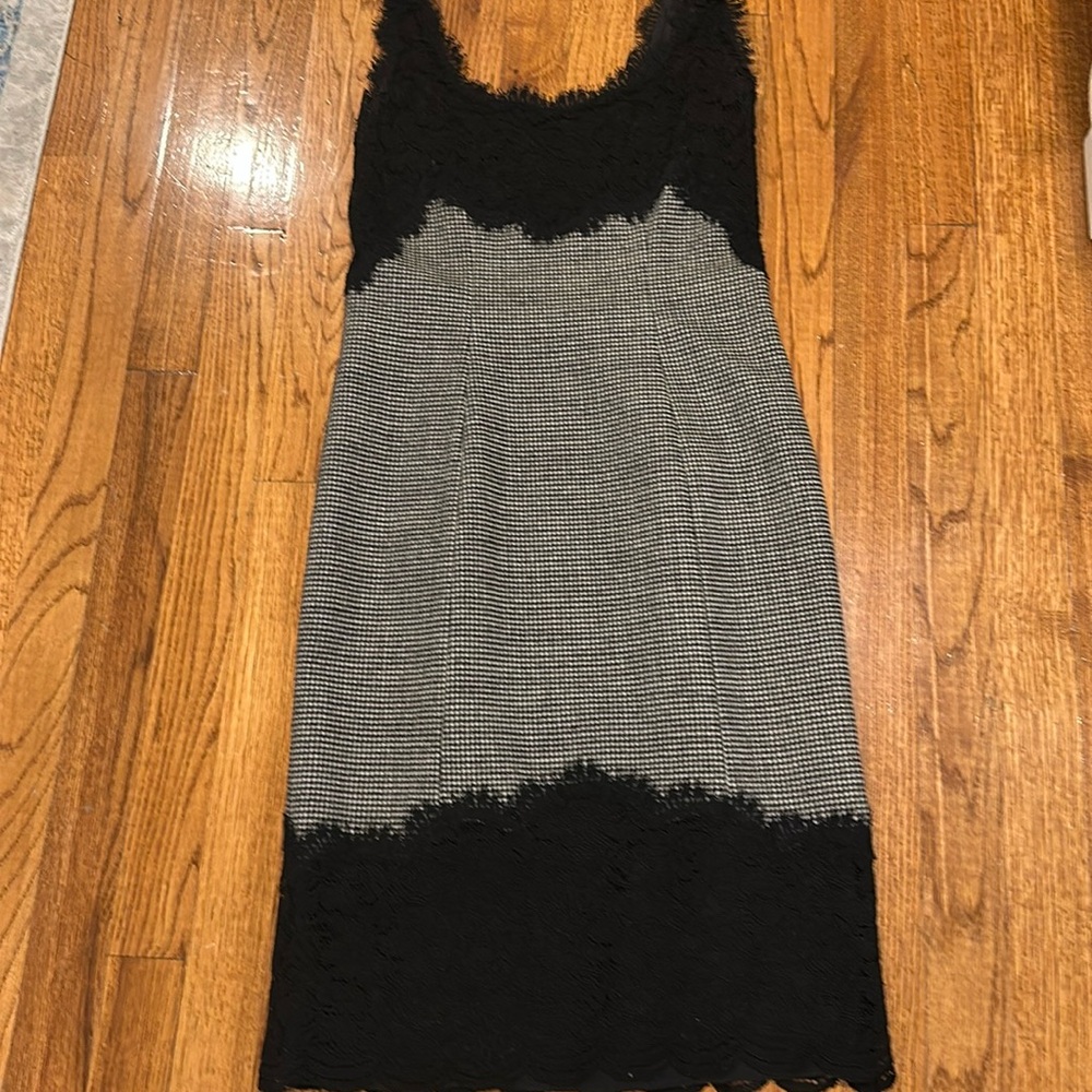 Diane von Furstenberg black lace trim dress